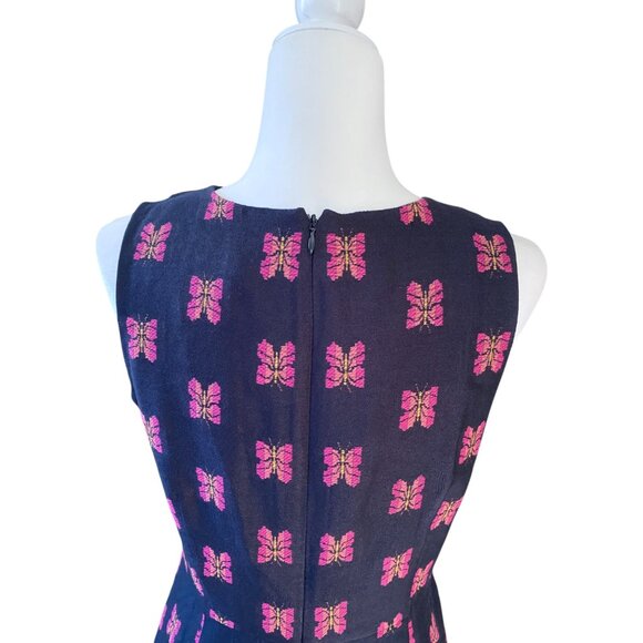 NWT J. Crew Dress Size 6 Blue Pink Butterfly Sheath Dress size 6 - Picture 7 of 9